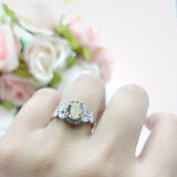 Oval Natural Stone Halo Ring