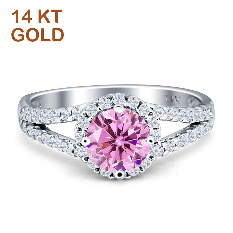 Three Stone Round CZ Gold Ring