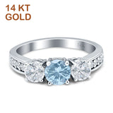 Three Stone Round CZ Gold Ring