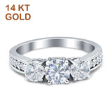 Three Stone Round Gold Ring