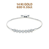 14K Gold 9 Twist Rope Chain Round Natural Diamond Adjustable Bracelet