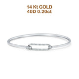 14K Gold 7" Open 5.8mm Rectangle Bangle Bracelet Round Natural Diamond