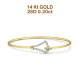 14K Gold 2.11mm Inter Quartet Bangle Bracelet Round Natural Diamond