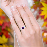 Three Stone Round Natural Stone Ring