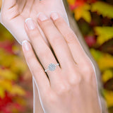 Floral Art Deco Round Natural Stone Ring