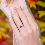 Floral Art Deco Round Natural Stone Ring