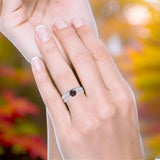 Art Deco Round Natural Stone Wedding Set Ring
