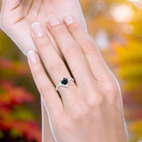 Art Deco Round Natural Stone Flower Ring