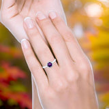 Minimalist Round Natural Stone Solitaire Ring