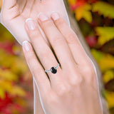  Oval Natural Stone Solitaire Cathedral Ring