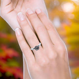  Round Natural Stone Solitaire Cathedral Ring
