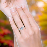  Round Natural Stone Solitaire Cathedral Ring