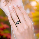 Art Deco Round Natural Stone Floral Ring