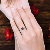 Oval Natural Stone Leaf Design Beaded Ring