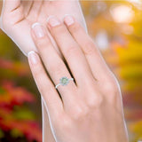 Art Deco Round Natural Stone Floral Ring