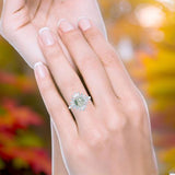 Art Deco Round Natural Stone Floral Ring