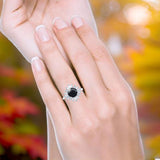 Art Deco Round Natural Stone Floral Ring