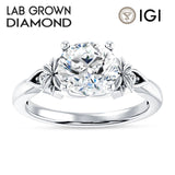 14K Gold IGI Certified Round 2 Carat Lab Grown Diamond Floral Ring