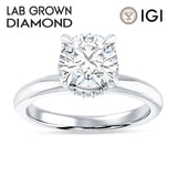 IGI Certified Round 2 Carat Lab Grown Diamond Halo Solitaire Ring
