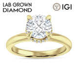 14K Gold IGI Certified Round 2 Carat Lab Grown Diamond Halo Solitaire Ring