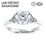 14K Gold IGI Certified Round 1 Carat Lab Grown Diamond Trinity Ring