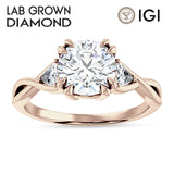 IGI Certified Round 1 Carat Lab Grown Diamond Trio Ring