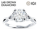 18K Gold IGI Certified Round 2 Carat Lab Grown Diamond Trio Ring