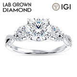 IGI Certified Round 3 Carat Lab Grown Diamond Twisted Trio Ring