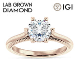 18K Gold IGI Certified Round 3 Carat Lab Grown Diamond Solitaire Ring
