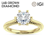 10K Gold IGI Certified Round 3 Carat Lab Grown Diamond Solitaire Ring