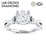 10K Gold IGI Certified Round 2 Carat Lab Grown Diamond Twisted Trio Ring