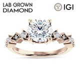 IGI Certified Round 2 Carat Lab Grown Diamond Cluster Beaded Ring