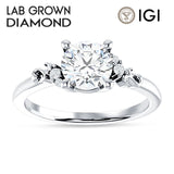 18K Gold IGI Certified Round 1 Carat Lab Grown Diamond Art Deco Ring