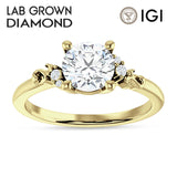 10K Gold IGI Certified Round 3 Carat Lab Grown Diamond Art Deco Ring