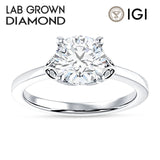 14K Gold IGI Certified Round 1 Carat Lab Grown Diamond Leaf Floral Ring
