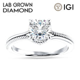 14K Gold IGI Certified Round 3 Carat Lab Grown Diamond Twisted Solitaire Ring