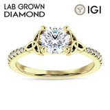 IGI Certified Round 3 Carat Lab Grown Diamond Art Deco Trinity Cluster Ring