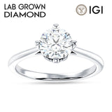 IGI Certified Round 1 Carat Lab Grown Diamond Cathedral Solitaire Ring