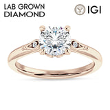IGI Certified Round 1 Carat Lab Grown Diamond Hidden Halo Art Deco Trio Ring