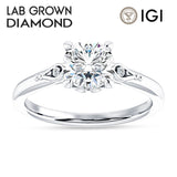 14K Gold IGI Certified Round 1 Carat Lab Grown Diamond Hidden Halo Art Deco Trio Ring