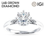 18K Gold IGI Certified Round 3 Carat Lab Grown Diamond Art Deco Marquise Style Ring