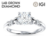 10K Gold IGI Certified Round 3 Carat Lab Grown Diamond Art Deco Filigree Ring