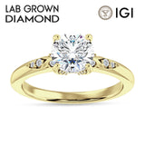 14K Gold IGI Certified Round 2 Carat Lab Grown Diamond Art Deco Cluster Hidden Diamond Ring