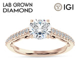 14K Gold IGI Certified Round 2 Carat Lab Grown Diamond Art Deco Cluster Filigree Ring