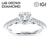 18K Gold IGI Certified Round 1 Carat Lab Grown Diamond Art Deco Cluster Filigree Ring