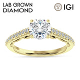 14K Gold IGI Certified Round 2 Carat Lab Grown Diamond Art Deco Cluster Filigree Ring