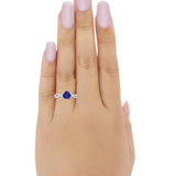 Twisted Heart Shank Promise Ring Simulated Blue Sapphire CZ 925 Sterling Silver