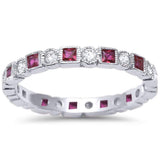 2.5mm Full Eternity Stackable Band Ring Round Square Set Cubic Zirconia 925 Sterling Silver