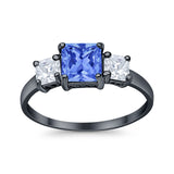 Princess Cut Engagement Ring Simulated Cubic Zirconia 925 Sterling Silver