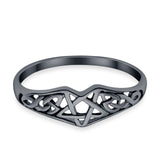 Pentagram Star Plain Ring Celtic Filigree Design 925 Sterling Silver